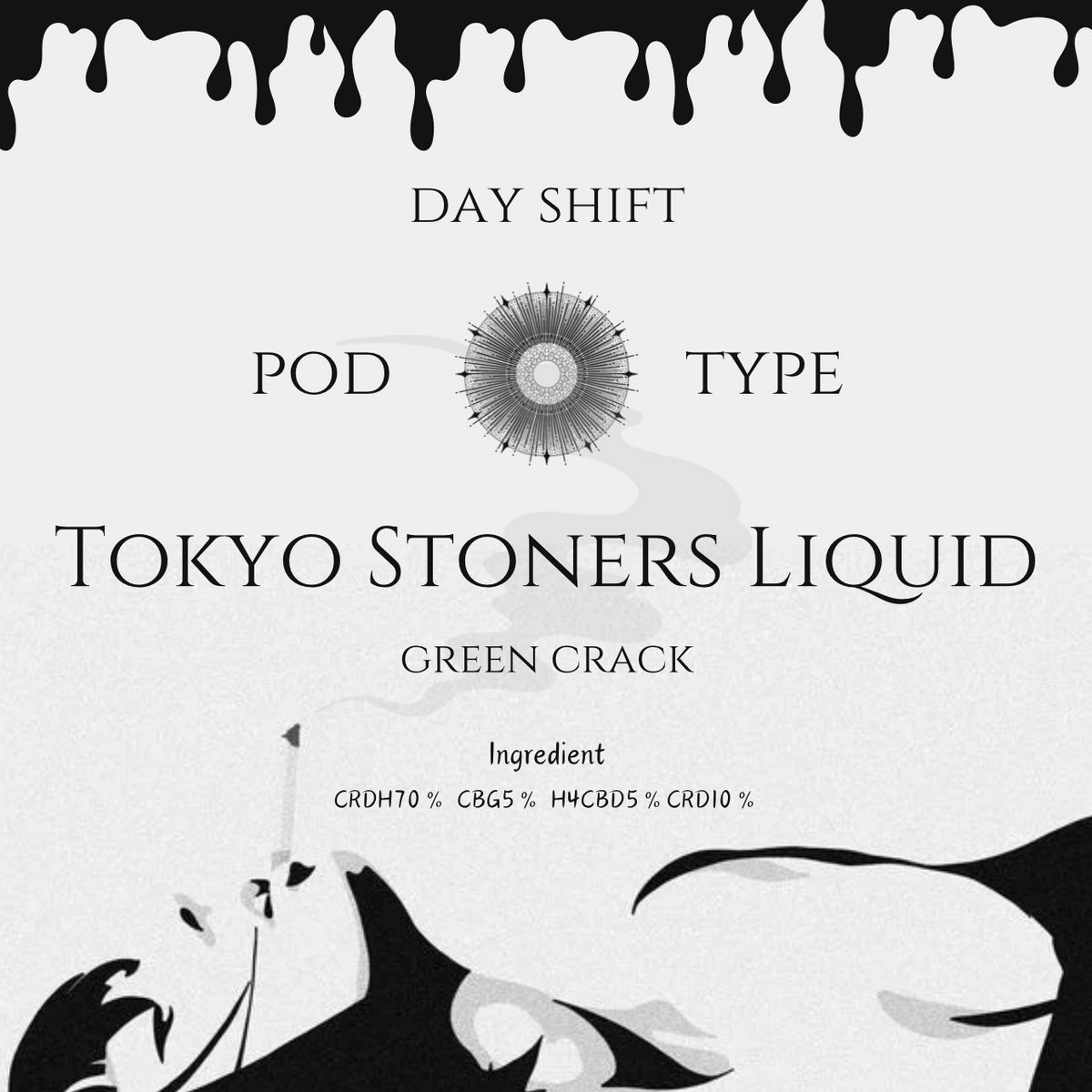 NEW【TOKYO STONERS LIQUID】【高濃度CRDH70%リキッド】DAY SHIFT使い捨てPODver