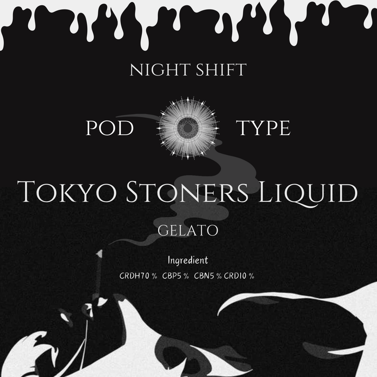 NEW【TOKYO STONERS LIQUID】【高濃度CRDH70%リキッド】NIGHT SHIFT使い捨てPODver